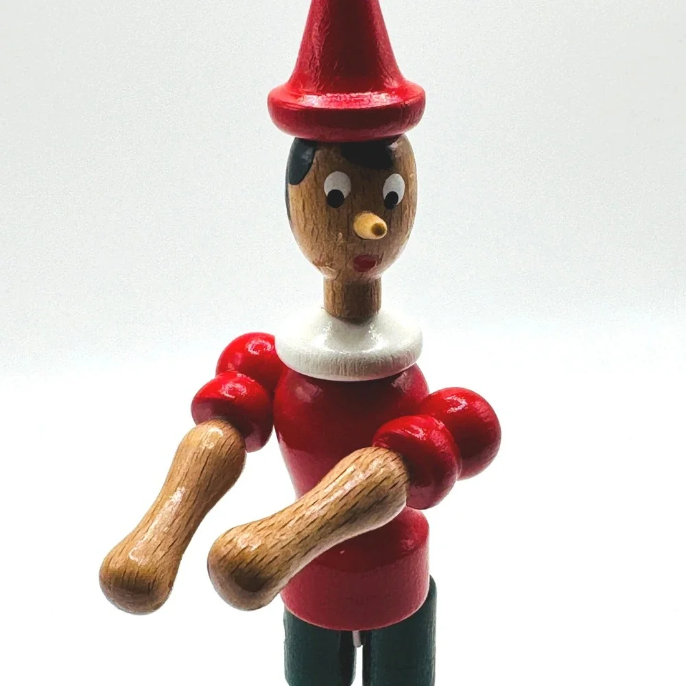 Vintage Wooden Pinocchio Ornament Made in Italy Articulated Hanging‎ Figure Toy